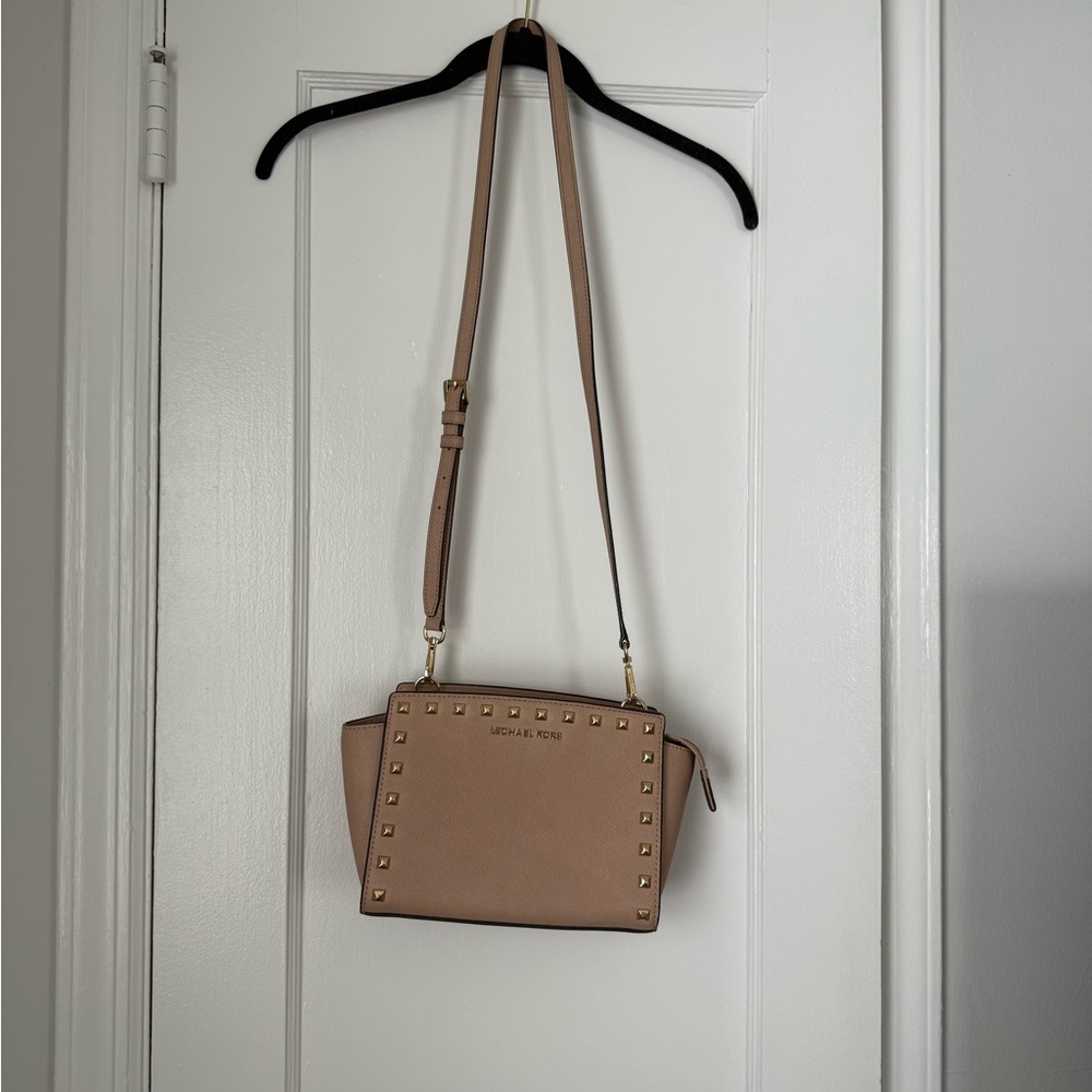 Michael Kors Beige Studded Crossbody Bag